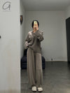 SWAYING 24 Autumn and Winter One-piece wool cardigan SW-SW24AW1T34-QZ Light brown SW-SW24AW1T32
